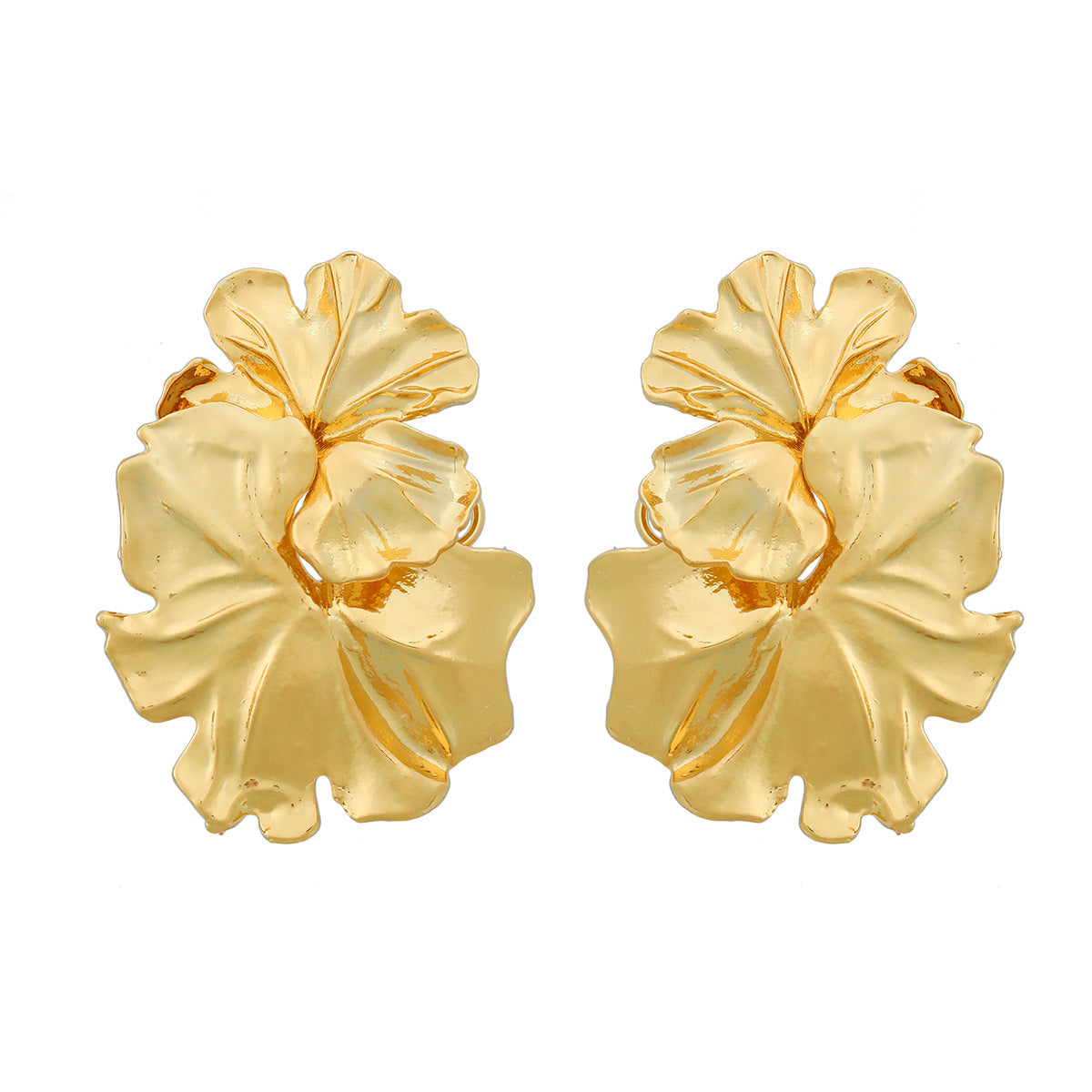 Alloy Flower Female Trend Exaggerated Metal Earrings