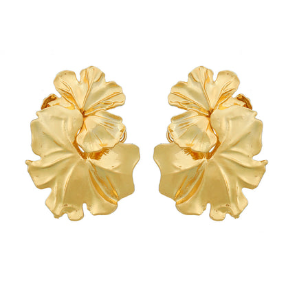 Alloy Flower Female Trend Exaggerated Metal Earrings
