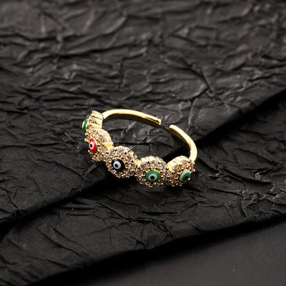Women's Eye Colorful Oil Eyes Gold Plated Rings