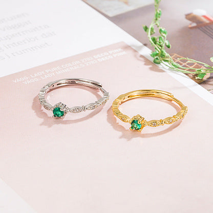 Trendy Retro Grandmother Green Rhinestone Female Rings