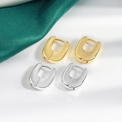 Cool Style Retro Geometric Ellipse Circle Ear Clip Earrings