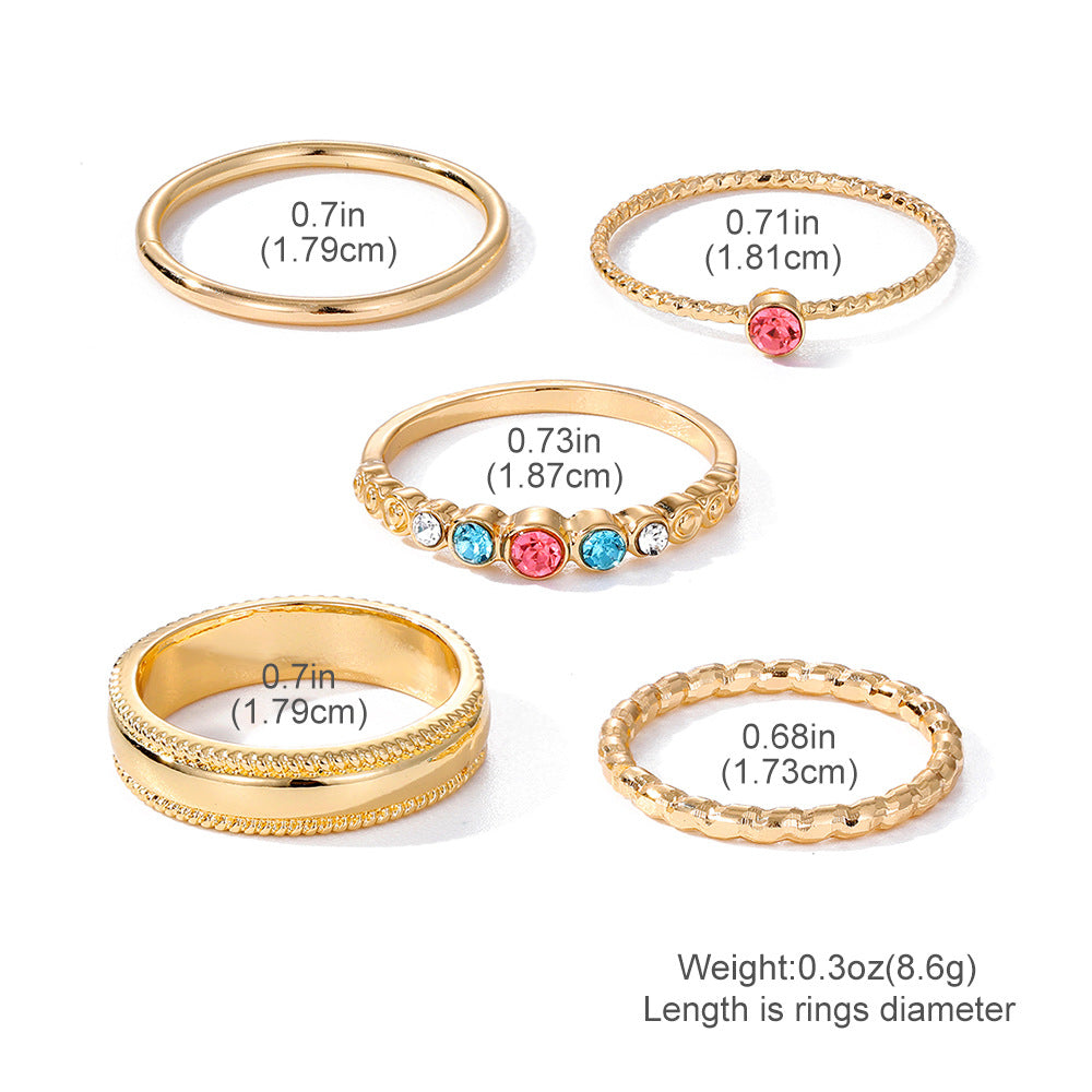 Inlaid Color Inspheration Alloy Set Creative Rings