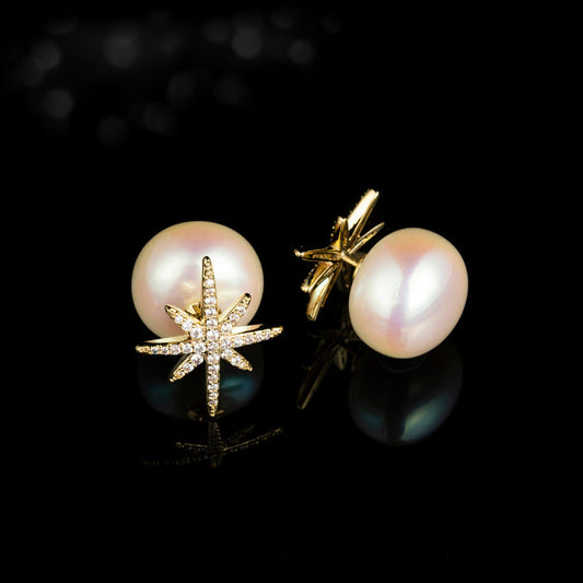 Women's Luxury Fashion Style Asterism Pearl Super Earrings