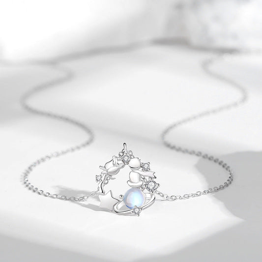 Women's Sterling Sier Dream Planet Clavicle Chain Necklaces