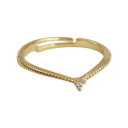 Crown Two-piece Set Inlaid Zircon Electroplated Style Retro Rings