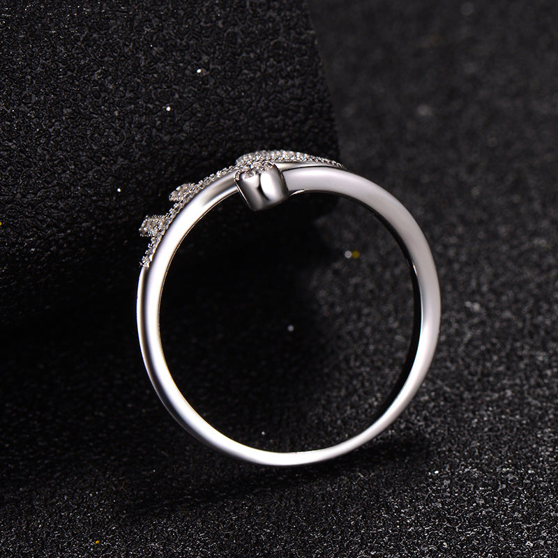 Sterling Sier Rose Gold Key Open Female Rings