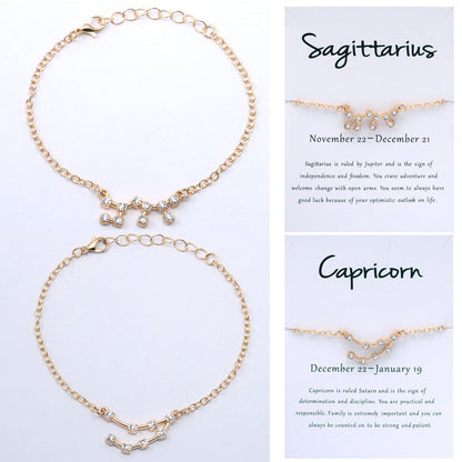 Diamond Twee Constellations Rhinestone Constellation Card Bracelets