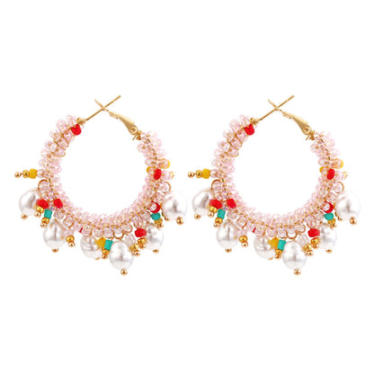 Women's Graceful Bohemian Beaded Bead Exaggerated Hand Earrings