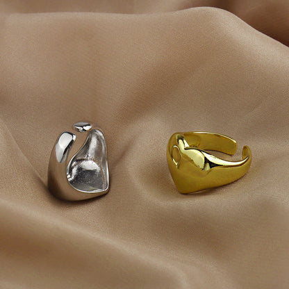 Women's High-grade Metal Heart Glossy Fashion Simple Rings