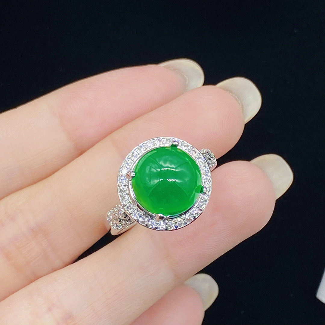 Natural Icy Chalcedony Jasper Open Female Rings