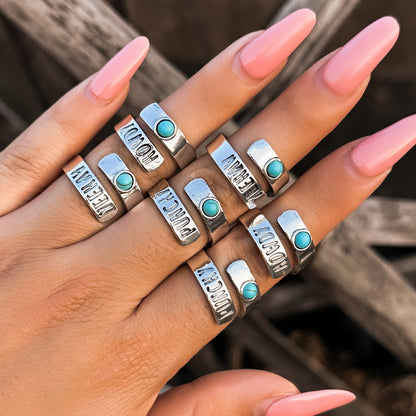 Suit Knuckle Design Vintage Totem Turquoise Rings
