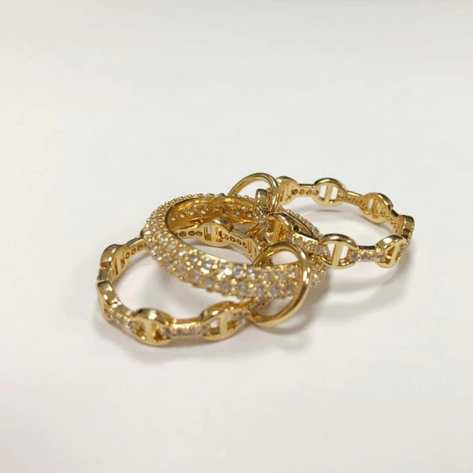 Circle Rhinestone Stitching Design Sense Index Rings