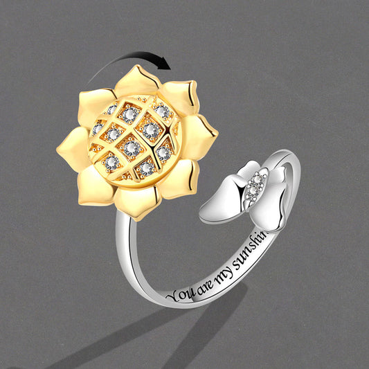Popular Adjustable Sunflower Spinning Female Decompression Rings