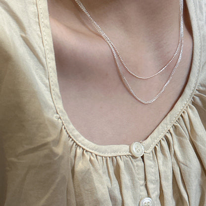 Stackable Flash Bead Simple Style Design Side Clavicle Necklaces