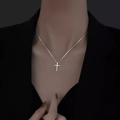 Women's Sier Cross Fashionable Niche Design Sweater Clavicle Necklaces