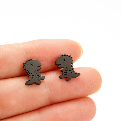 Stainless Steel Cartoon Small Animal Dinosaur Unicorn Earrings