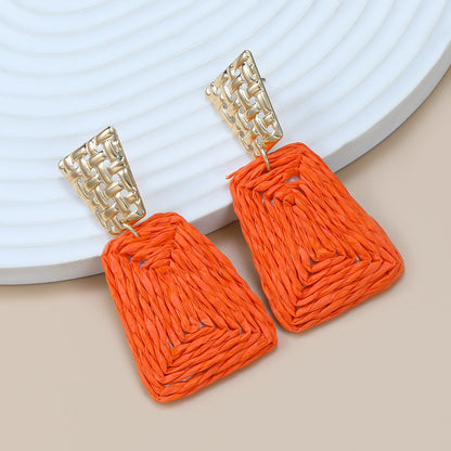 Women's Raffia Fashionable Trapezoidal Alloy Party Earrings