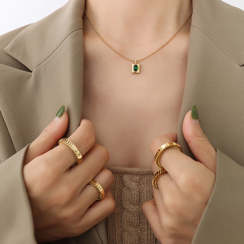 Style Light Luxury Oval Zircon Copper Necklaces