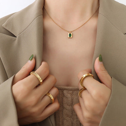 Style Light Luxury Oval Zircon Copper Necklaces