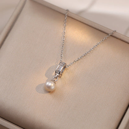 Women's Water Pearl Sier Jewelry Niche Zircon Rings