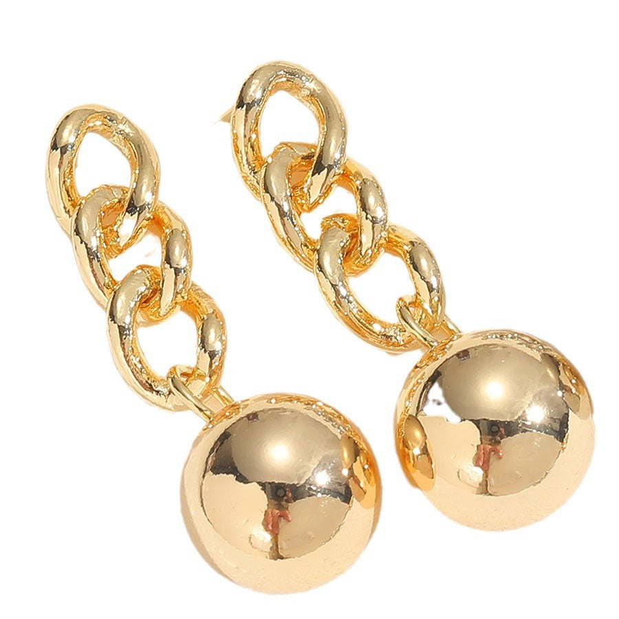 Copper Plated Real Gold Bowknot Ball Earrings