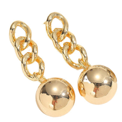 Copper Plated Real Gold Bowknot Ball Earrings