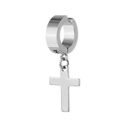 Cross Round Hip Hop Punk Polished Earrings