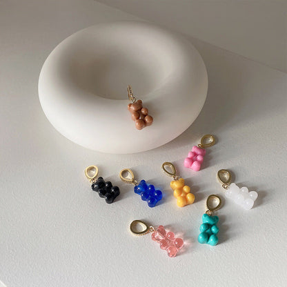 Transparent Bear Metal Smiley Pendant Female Necklaces