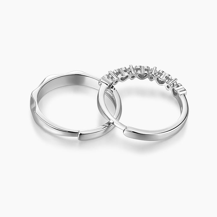 Sier True Love Coronation Couple Fashion Minority Rings