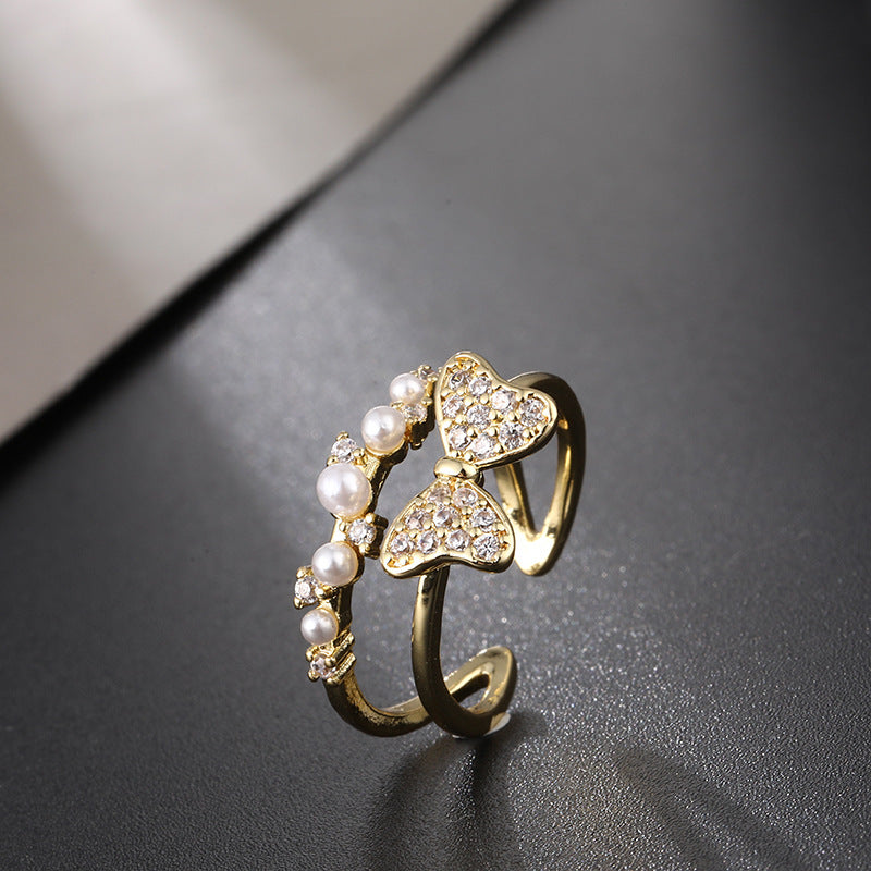 Women's Special Interest Light Luxury Design Pearl Fashion Rings