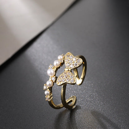 Women's Special Interest Light Luxury Design Pearl Fashion Rings