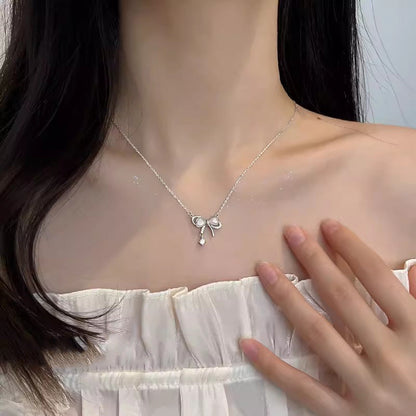Women's Opal Bow Sterling Sier Accessories Light Luxury Necklaces