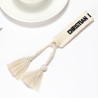 Women's To Joy Lucy Letter Embroidered Fashion Tassel Wristband Bracelets