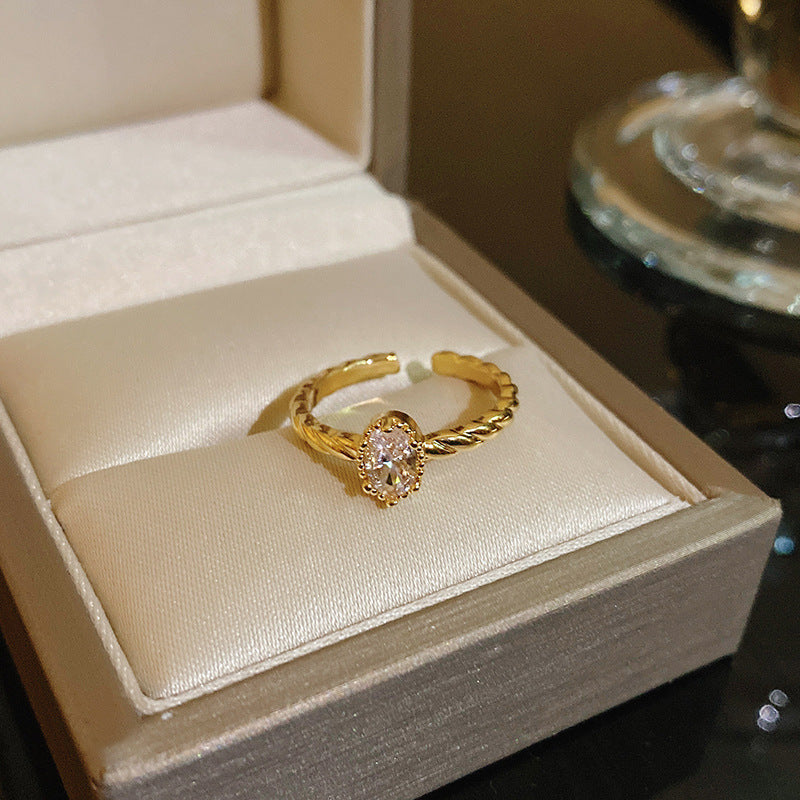 Pearl Zircon With Diamond Open Adjustable Rings