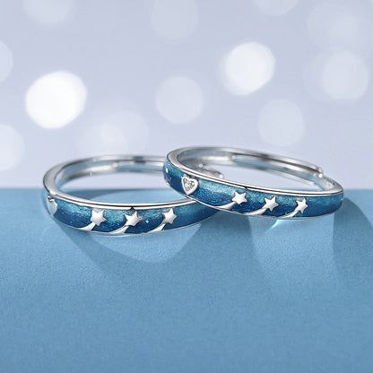 Sier Bright Star River Couple Fresh Rings
