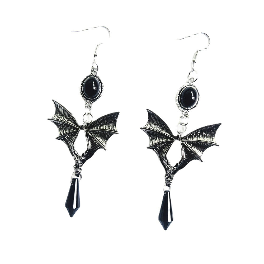 Punk Style Jewelry Gothic Bat Red Earrings