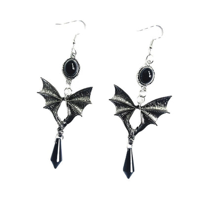 Punk Style Jewelry Gothic Bat Red Earrings