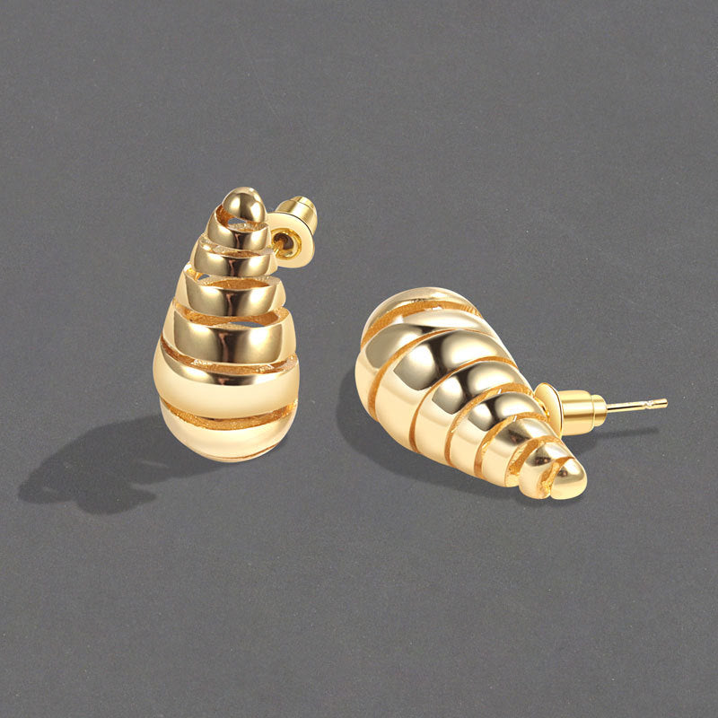 Women's Spiral Pattern Shaped Water Drop Ear Fashion Earrings