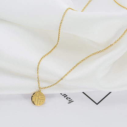 Fu Character Female Short Sweater Chain Retro Round Cold Necklaces