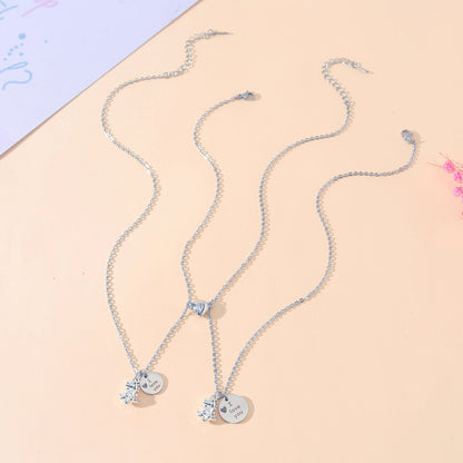 Alloy 3d Little Dinosaur Heart-shaped Magnetic Buckle Couple Necklaces