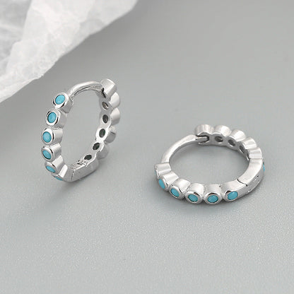 Style Blue Pine Zirconium Gold Exquisite Small Earrings