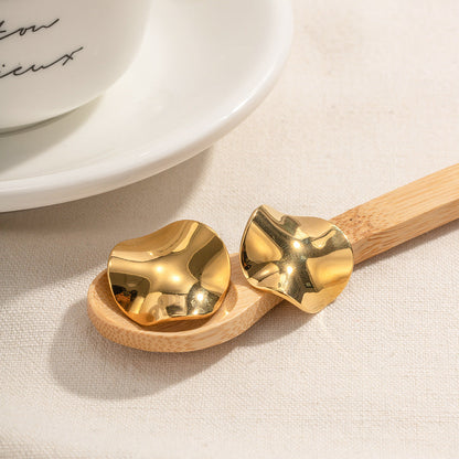 Women's Steel Stainless Round Pleated Fashionable Elegant Earrings