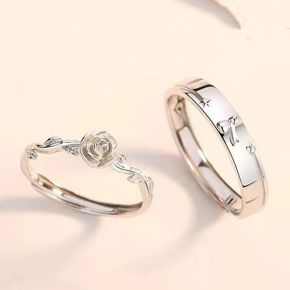 Women's & Men's Prince And Rose Couple One Pair Fashion Fresh Open Rings