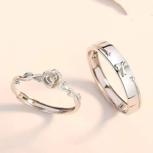 Women's & Men's Prince And Rose Couple One Pair Fashion Fresh Open Rings