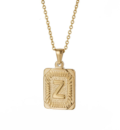 Men's Square Stainless Steel Letter Pendant Titanium Necklaces