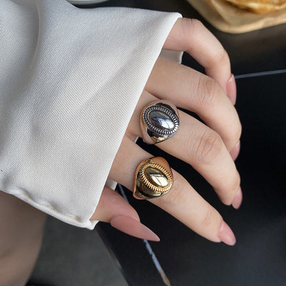 Women's Fashionable Golden Elegant Oval Open Adjustable Rings