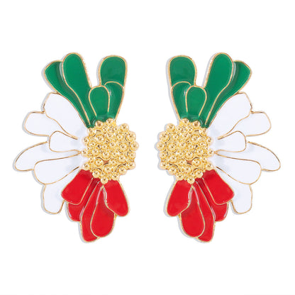 Vintage Alloy Flower Female Temperament Pattern Earrings