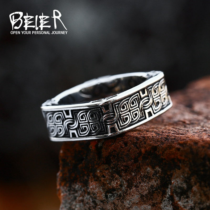Men's Stainless Steel Simple Pattern Retro Personality Rings