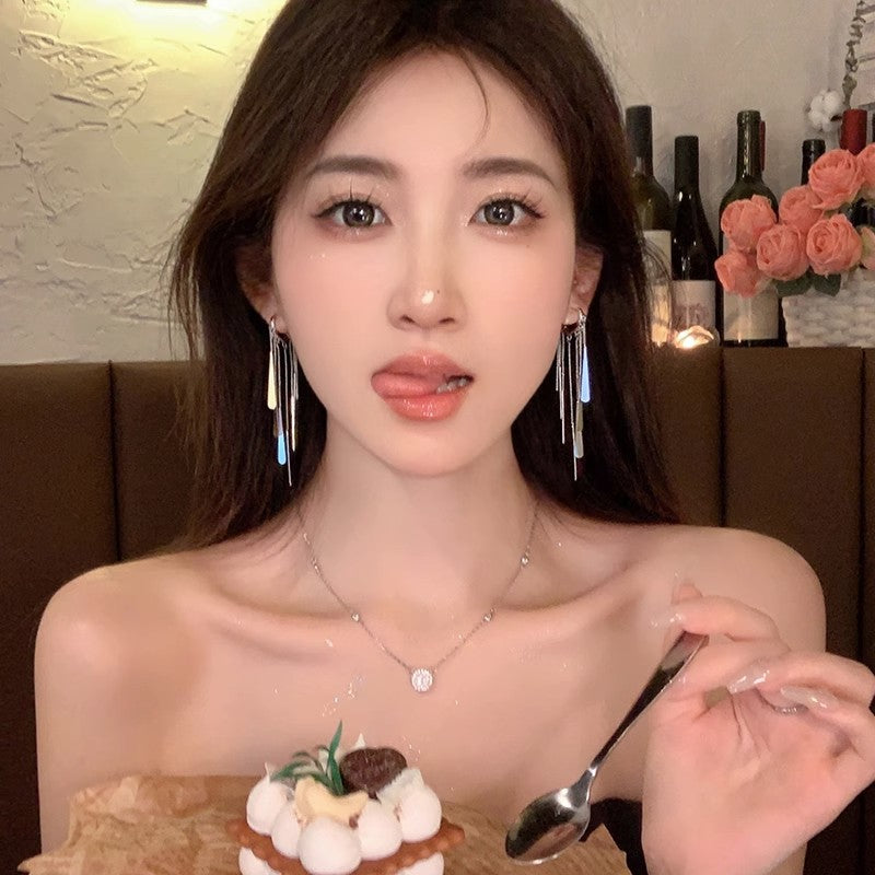 Women's Score For Lens Feeling Long Fringe Earrings