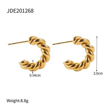Women's Twist Spiral Gold Plated Stainless Steel Earrings
